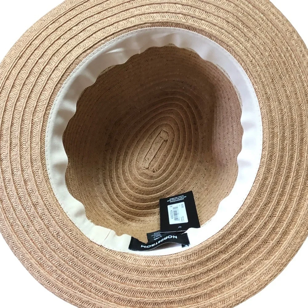 Nordstrom NWT Straw Sun Hat Dark Combo Size L-XL